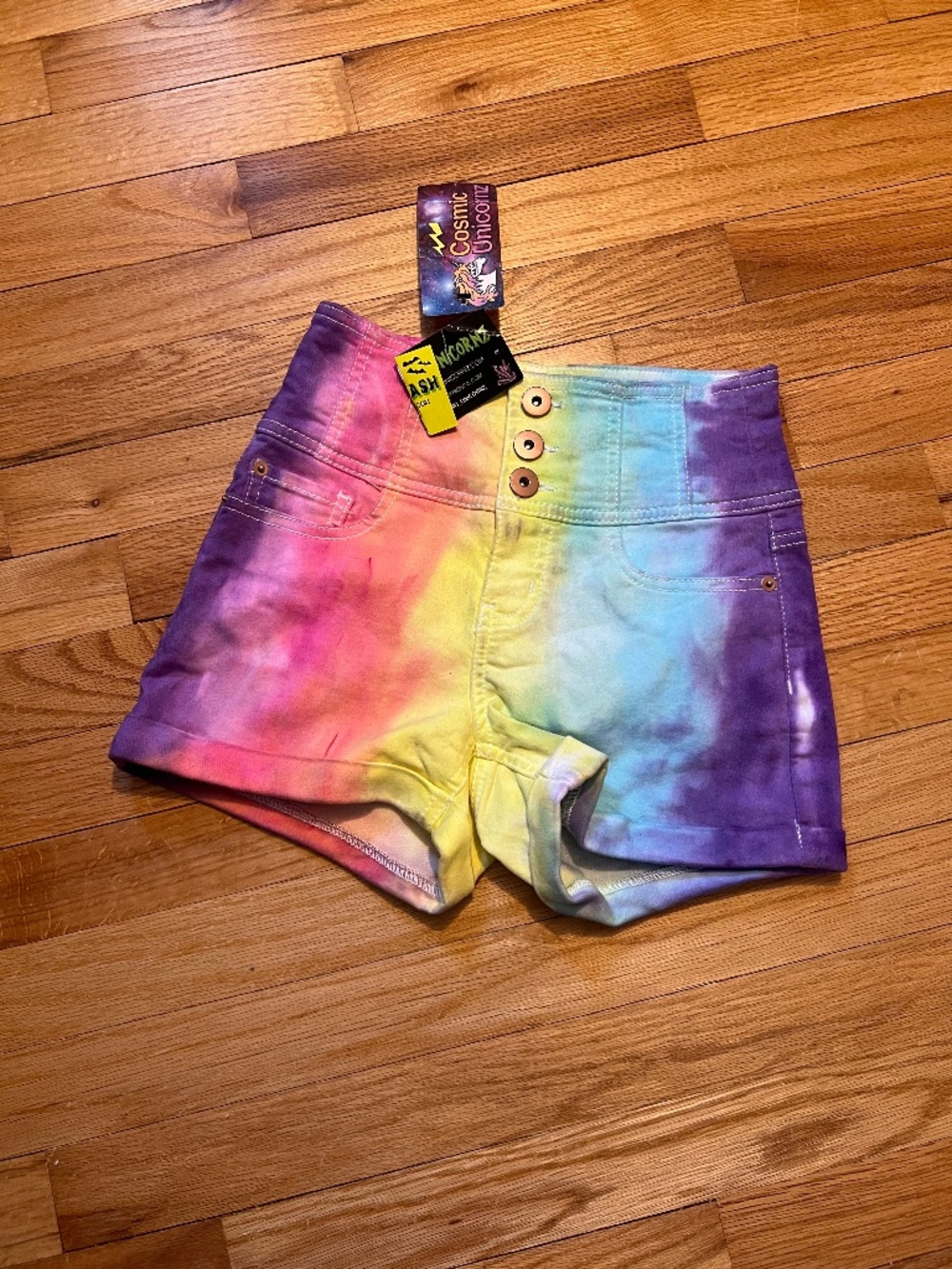 Cosmic Unicorns Tie Dye High Waisted Shorts